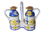 Mayfair & Jackson Hand Painted Oil & Vinegar Cruet Set with Ceramic Caddy – Vint