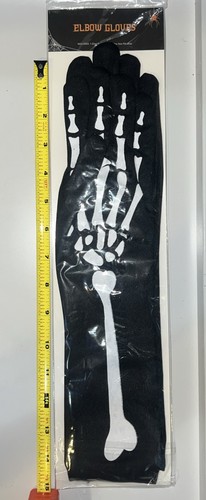 Neu mit Etikett 1 Paar Skelett Halloween Handschuhe dehnbare ellenbogenlange Handschuhe Cosplay Handschuhe - Bild 1 von 6