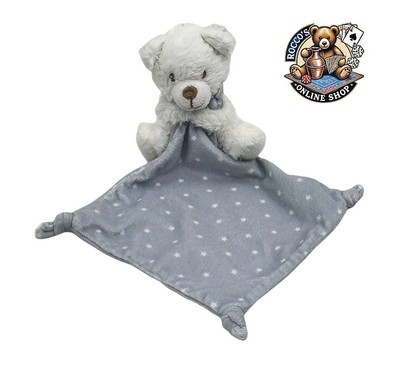 NICOTOY SIMBA BÄR WEISS MIT SCHMUSETUCH GRAUBLAU KUSCHELTUCH mit STERNE