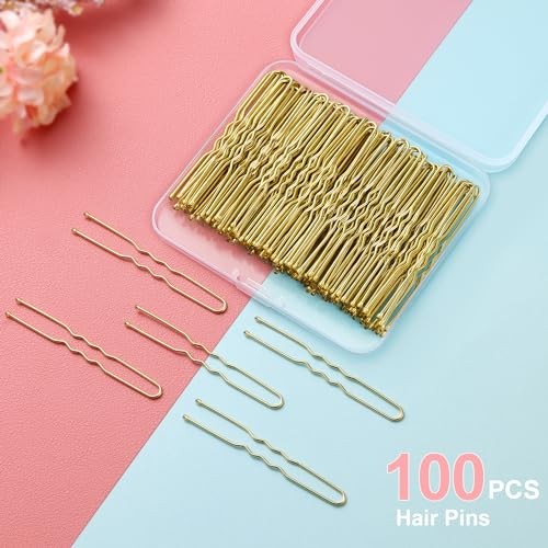 U Shaped Hair Pins, 100 Pcs Blonde Bun Hair Pins for Women Girls with Box - Picture 6 of 7