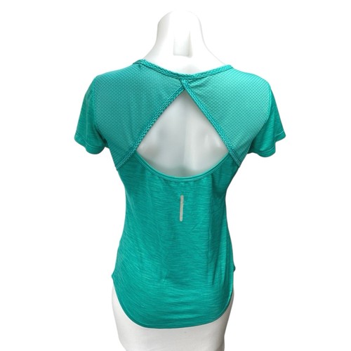 Reebok Women's Green Short Sleeve Cutout Activewear Fitness Tee T-Shirt Top XS - Bild 2 von 4