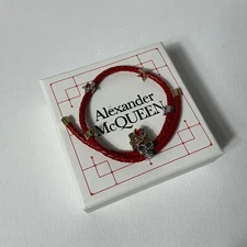 Alexander McQueen Red Wrap Skull Bracelet