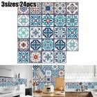 24pcs Classic Spanish Moroccan Tile Sticker Transfer Decal Kitchen Bathroom 10cm