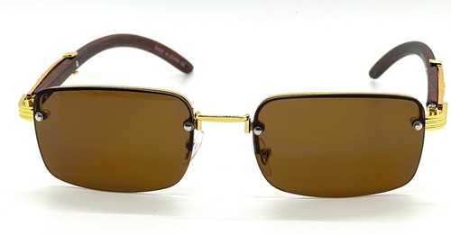 Herren Sonnenbrille Hip Hop Farbtöne Migos Quavo goldbraune Gläser randlos quadratisch NEU - Bild 31 von 44