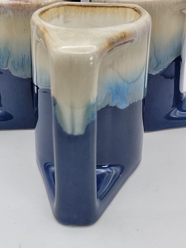 RODOLFO PADILLA (Signed) Stoneware Mugs Blue Beige Drip Glaze Set Of 4 Southwest - Picture 6 of 9