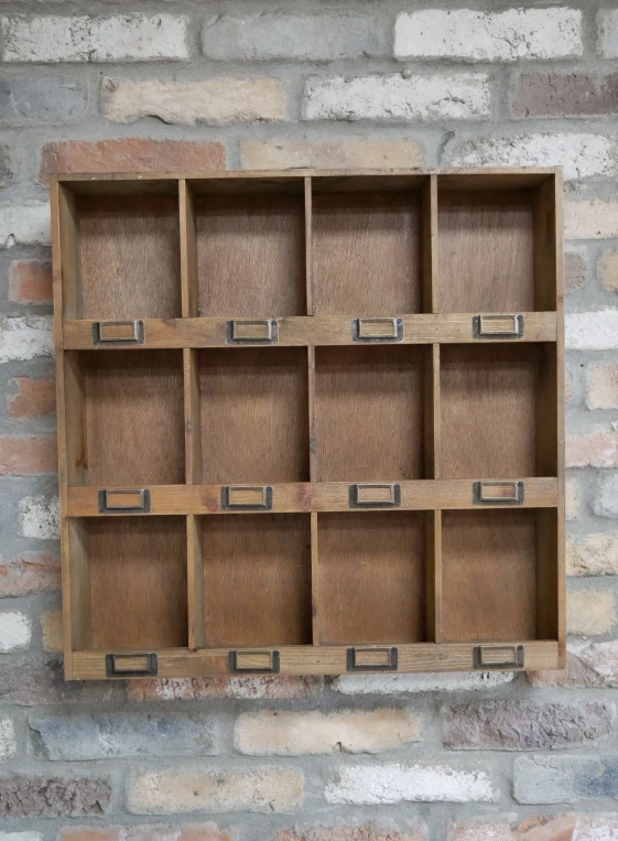 Rustic Wooden Wall Storage Unit Cabinet – 12 Compartment Apothecary Display - Image 2 of 4