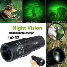 16X52 Monocular Zoom Dual Focu Night Vision Rubber Armored Telescope for Hunting