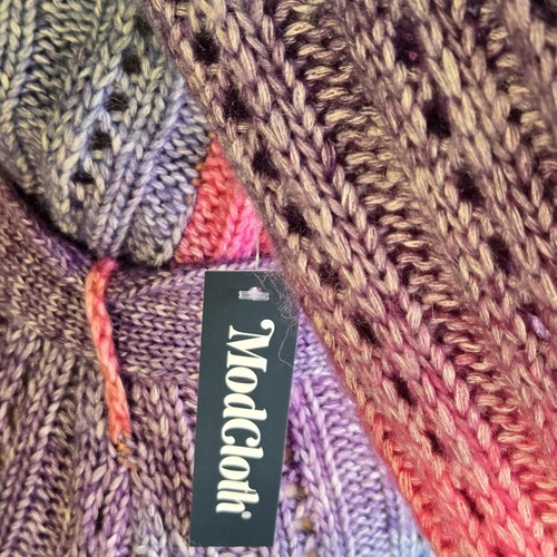 Modcloth Rainbow Ombre Long Cardigan Sweater Size XS Pockets Button Front New - Picture 4 of 10