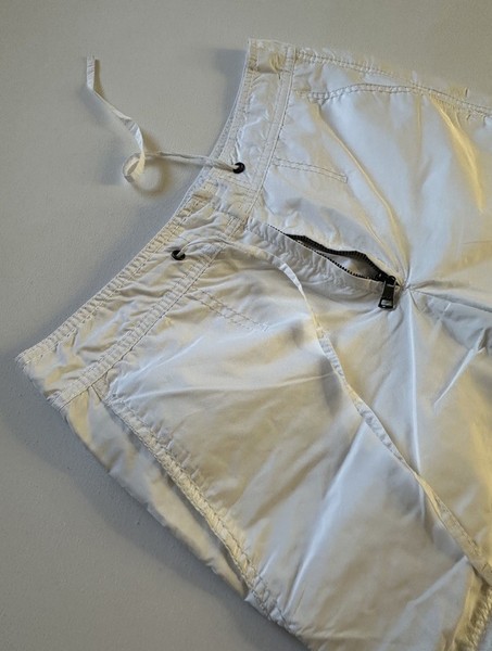 Marc Cain White Cargo Parachute Pants | Y2K Wide Leg Utility Trousers