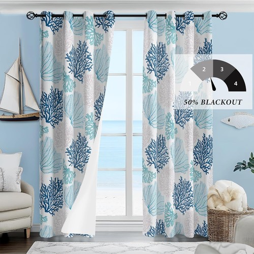 weesire Tende Nautiche Costiera Decorative Spiaggia Oceano Corallo 50% Blocco Luce - Foto 2 di 7