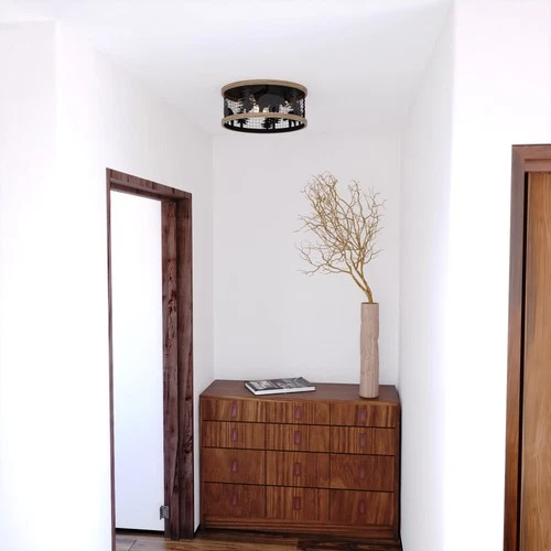 Vaxcel Lighting C0262 Kodiak 2 Light 12"W Flush Mount Drum - Black / Burnished - Picture 12 of 12