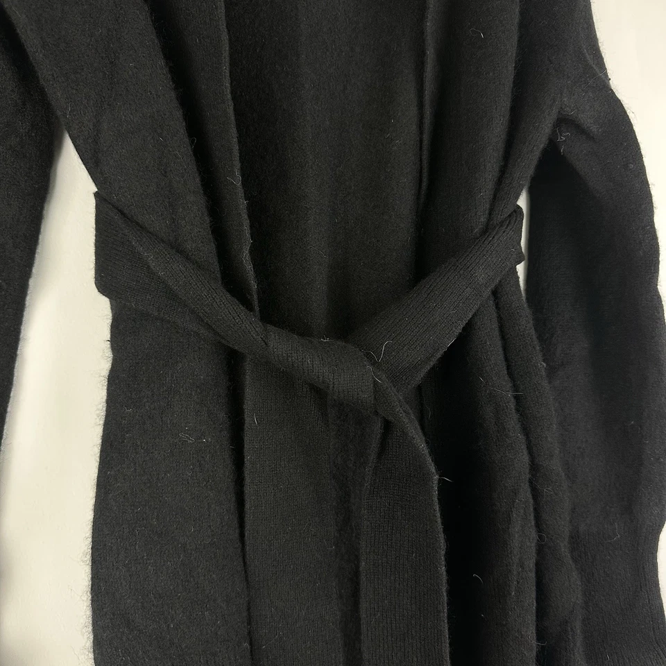 Cárdigan suéter de cachemir con frente abierto Theory para mujer talla M cuello chal negro Foto 2 de 4