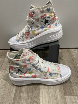Converse All Star Move Plateau Herz Design High Top Schuhe Größe 4:5uk