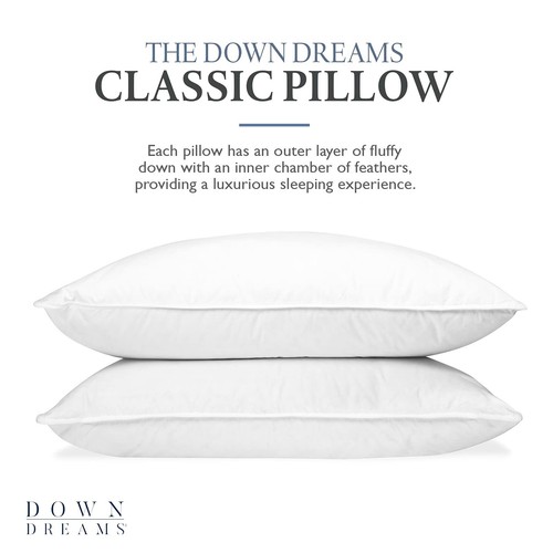 Down Dreams Manchester Mills Classic Pillows - King/Medium Support 2-Pack - Picture 3 of 9