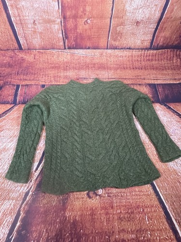 Aran Made In Ireland Sweater Market Super Soft Luxury Cable Knit Sz Small Green - Picture 7 of 13
