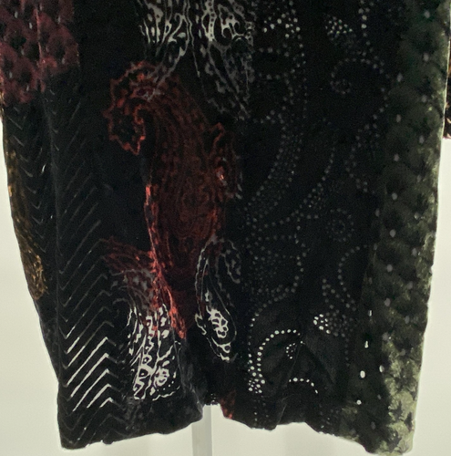 VTG Koos Of Course Jacket Womens Small Mix Print Silk Blend Velvet Burnout Artsy - Picture 9 of 19