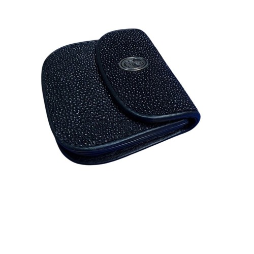 STINGRAY COIN PURSE BLACK TEXTURED SMALL SNAP BUTTON - Picture 2 of 10