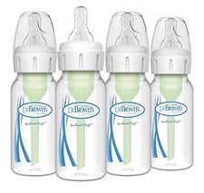 Dr. Brown's Natural Flow Anti-Colic Narrow Glass Baby Bottle 5 oz/150 mL, 4 Pack