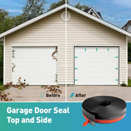 Garage Door Seal Top and Sides, 36Feet Universal Black Garage Door Weather Strip - Picture 6 of 9
