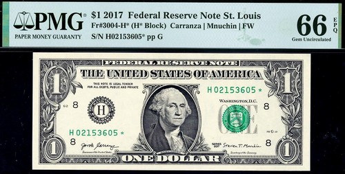 2017* $1 St. Louis STAR Federal Reserve FRN 3004-H* • PMG 66 EPQ