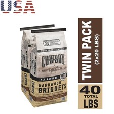 Hardwood Charcoal Briquets No Additives 20 Pounds Each Pack of 2, 40 Pound Total
