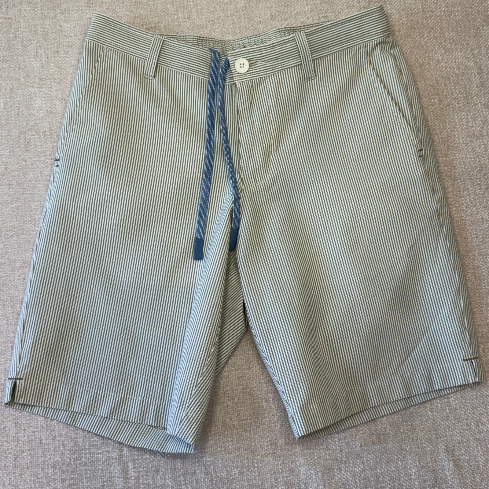 Tommy Bahama Nova Wave Sand Stripe 9" Shorts Seersucker Green Men's Size Small