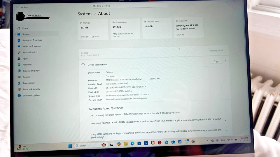 Lenovo - Yoga 7 2-in-1 - Copilot+ PC - 16" 2K LCD Touchscreen Laptop - AMD Ryzen - Image 2 of 4