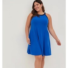 NWT Torrid mini ribbed goddess neck trapeze dress blue sz 2X