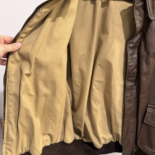 Vintage US Army Air Force Flyer Brown Bomber Type A-2 Leather Jacket USA 54 - Picture 8 of 9