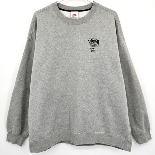 Nike X Stussy International Auténtica Sudadera Cuello Redondo Gris Jaspeado Para Hombre 2XL
