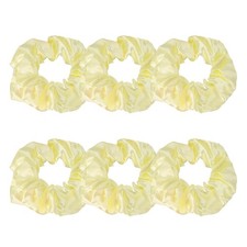 uxcell 6 Pcs Satin Hair Scrunchies, Solid 1 Count Pack of 6 , Yellow