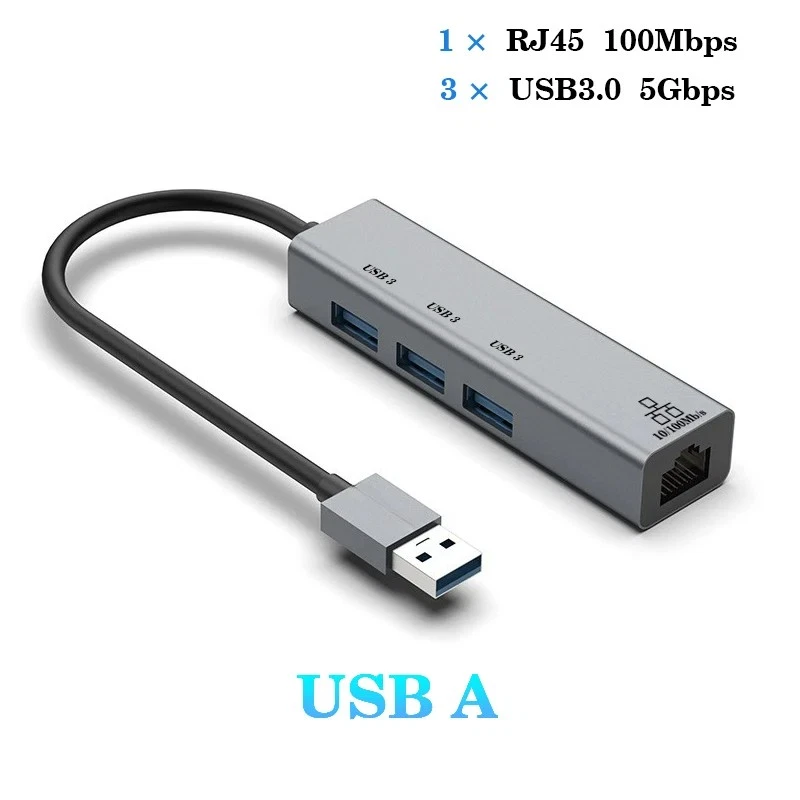 Type C USB Hub with Gigabit Ethernet Adapter 3.0 and 1000Mbps RJ45 Port