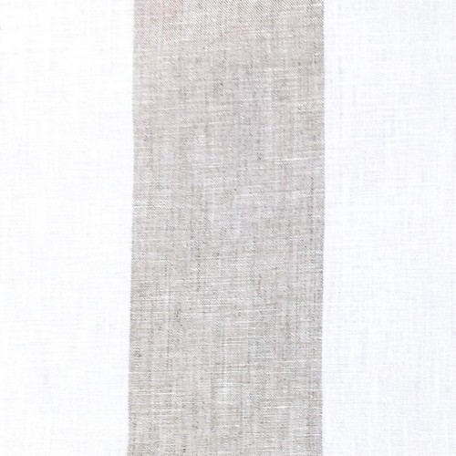 118" WIDE Natural Beige Lanshire Pure 100% Linen Stripe Fabric - Picture 7 of 12