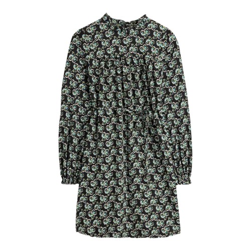 Boden Black Floral Sleeve High Neck Tie Waist Jersey Mini Dress Size 8 NWT - Picture 5 of 6
