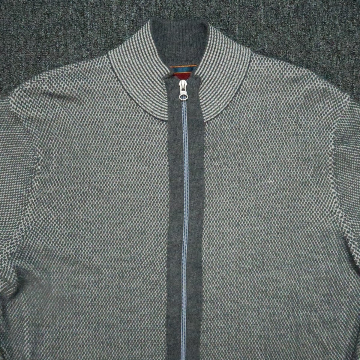Robert Graham Sweater Mens Medium Gray Classic Fit Full Zip