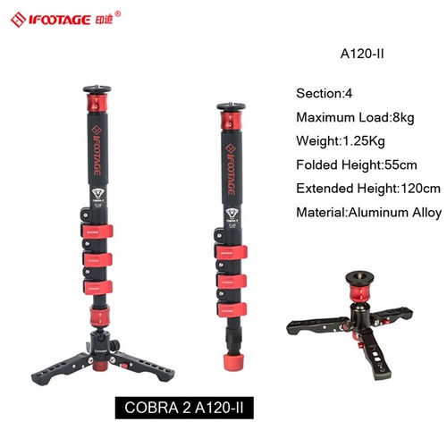 IFOOTAGE 71" Telescopic DSLR Camera Monopod Fold Three Feet Base Video Tripod - Picture 6 of 18