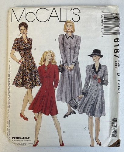 90s MCCALLS 6187 SIZE 12 14 16 MISSES DRESSES Uncut FF