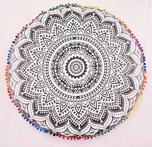 New 32" Large Mandala Round Pillow Case Bohemian Meditation Floor Cushion Covers - Picture 120 of 144