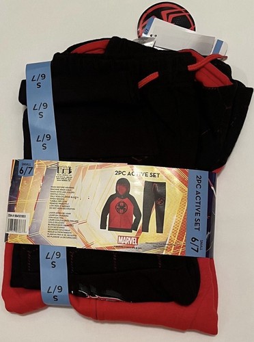 Marvel Spiderman Boys Small 6/7 Hoodie Pants Active 2PC Black Red Zip Close NWT - Picture 10 of 10