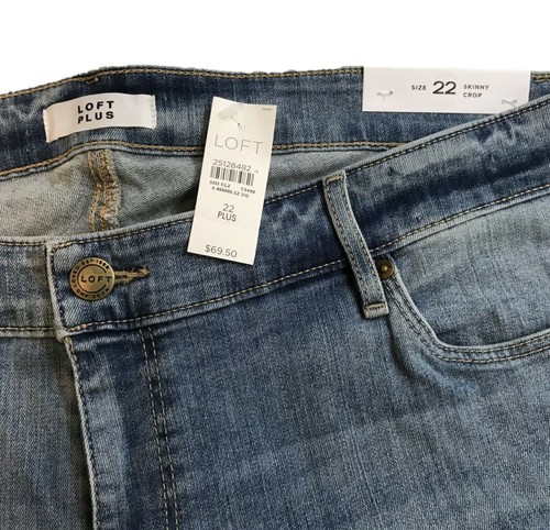 LOFT Plus Lace up Cuff Skinny Crop Jeans in Pure Light Indigo Wash 22 24 26 NWT - Bild 6 von 10