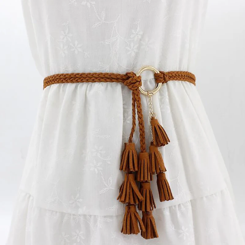 Braided Tassel Belt Thin Waist Rope Knit Waistband Renaissance Style - Picture 12 of 17