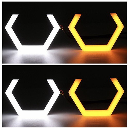 Hexagon Cotton RGB LED Angel Eye Halo Ring Turn Signal Light APP Headlight 4 PCS - Picture 6 of 16