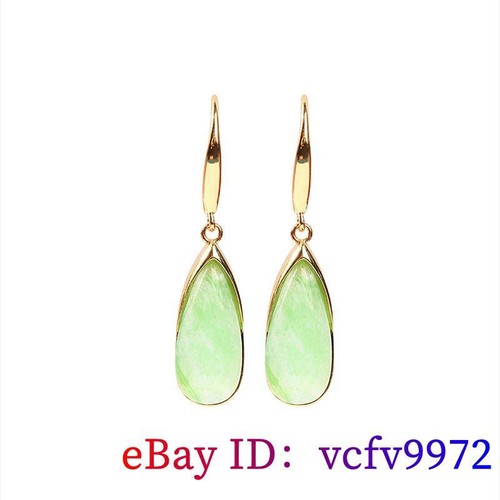 Pendientes de gota de agua de jade para mujer verde plata 925 amuleto joyería natural - Imagen 5 de 5