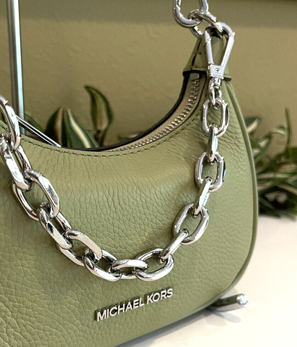 MICHAEL KORS CORA MINI XS CROSSBODY POUCHETTE BAG SHOULDER MK SAGE GREEN LEATHER - Picture 7 of 16