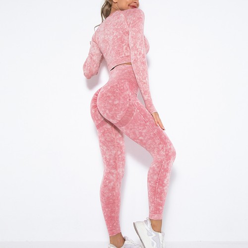 Women's Two Piece Outfit Long Sleeve Crop Top Tracksuit Yoga Legging Workout Set - Picture 42 of 43