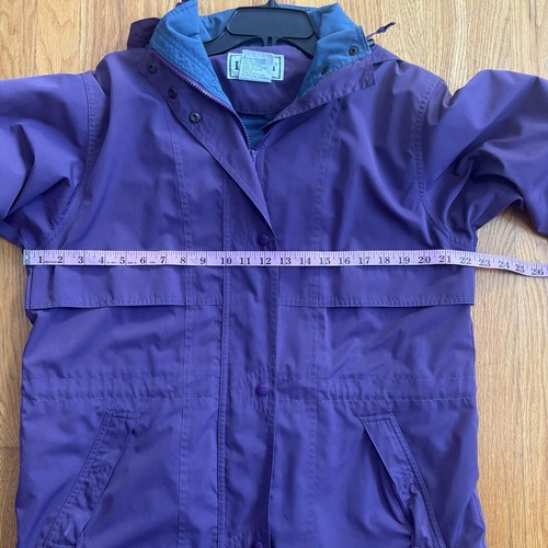 L.L. Bean Windbreaker Jacket Hood Purple and Blue m petite X736 - Picture 13 of 14