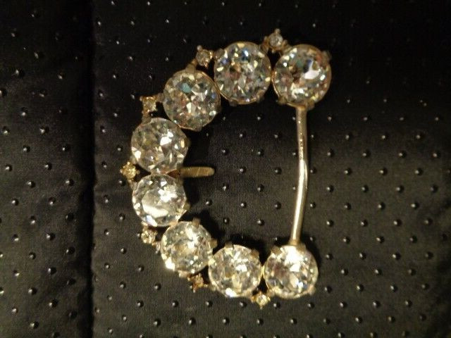 Vintage 1950s-60s Metal Clear Diamond Rhinestone Silver Tone Belt Buckle Vintage 1950s’ clear rhinestone buckle