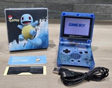 Nintendo Gameboy Advance SP Squirtle Pokémon Reshell Glass Screen & New Battery