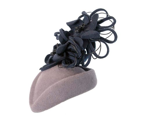 Grey & Navy Australian Made winter racing pillbox fascinator. 100% AU Seller - Picture 7 of 8