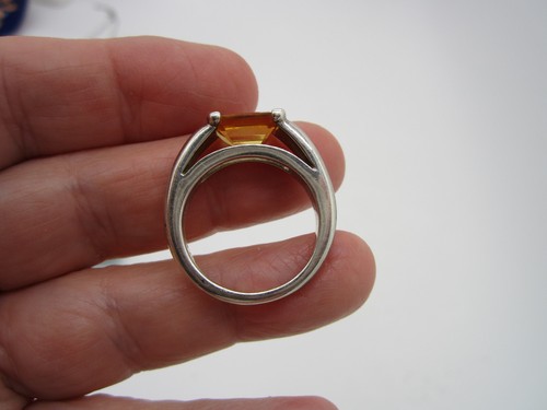 Precioso Anillo Elegante Tiffany & Co Plata Esterlina Dorado Naranja Citrino Talla 10 - Imagen 6 de 6